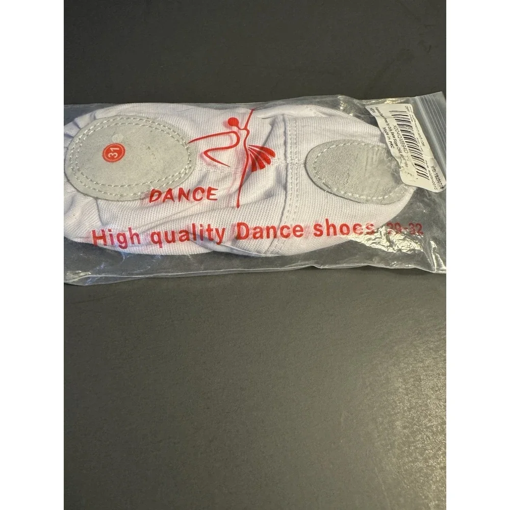 Girls White Ballet Slippers Canvas Dance Shoes Child 13M New Minor Stains
